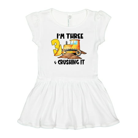 

Inktastic I m 3 and Crushing It Construction 3rd Birthday Gift Toddler Girl Dress