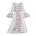 thumbnail image 1 of Vestido de verano para mujer, transpirable, estilo bohemio, con mangas acampanadas y cómodo, largo. Blanco, 1 of 9