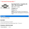 thumbnail image 2 of Rear Brake Pad Set - Compatible with 2004 - 2006 Jeep Wrangler 2005, 2 of 2