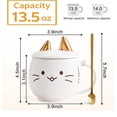 thumbnail image 2 of Taza De Cerámica Kawaii De Gatito Lucky Cat Con Holder Tapa Y Cuchara 400ml Blanco, 2 of 4