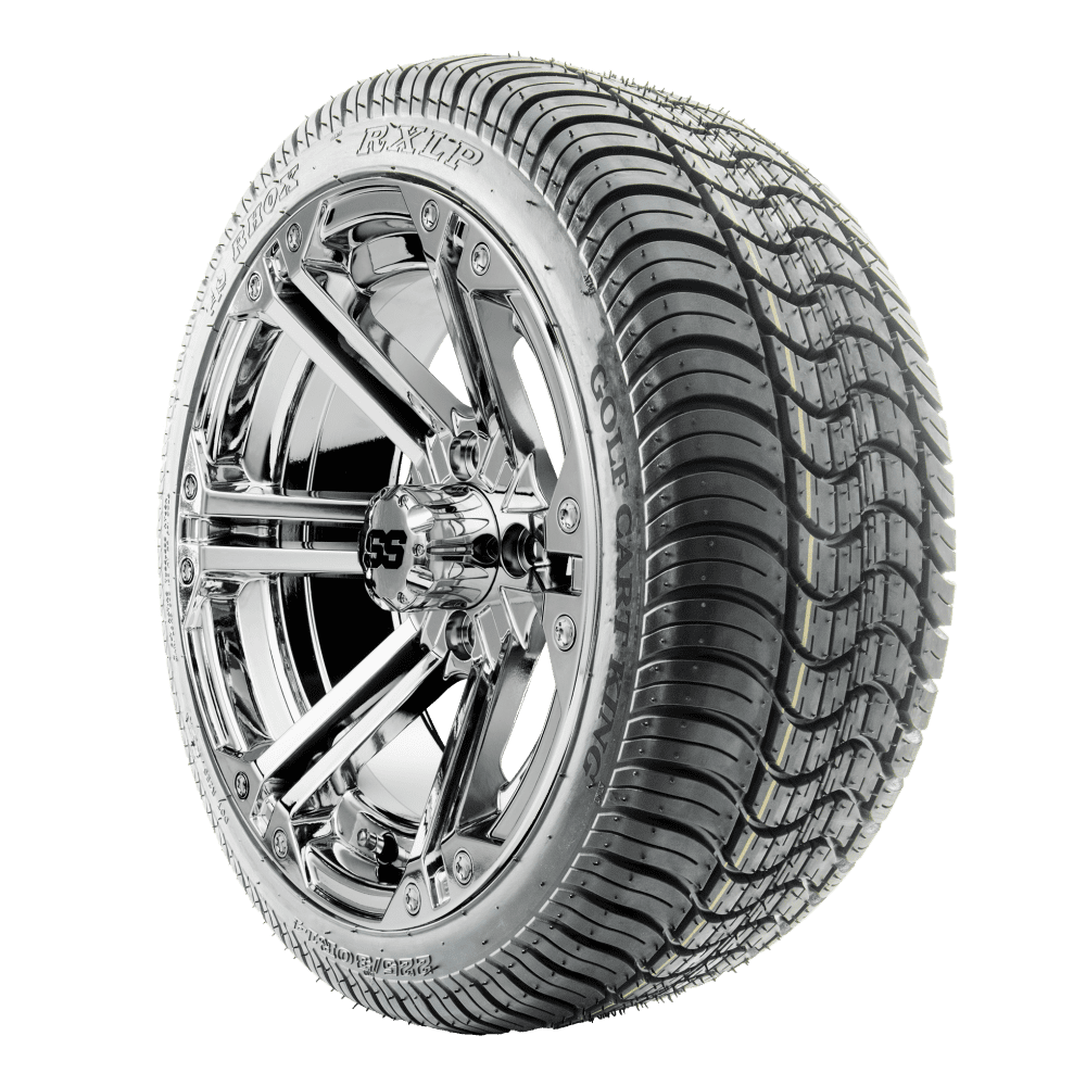 Golf Cart Wheels and Tires Combo 14" RHOX SS RX352 w/ Low Pro Tires