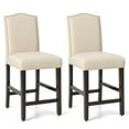 thumbnail image 1 of Costway Set of 2 Upholstered Bar stools 25" Counter Height Chairs with Rubber Wood Legs Beige, 1 of 9