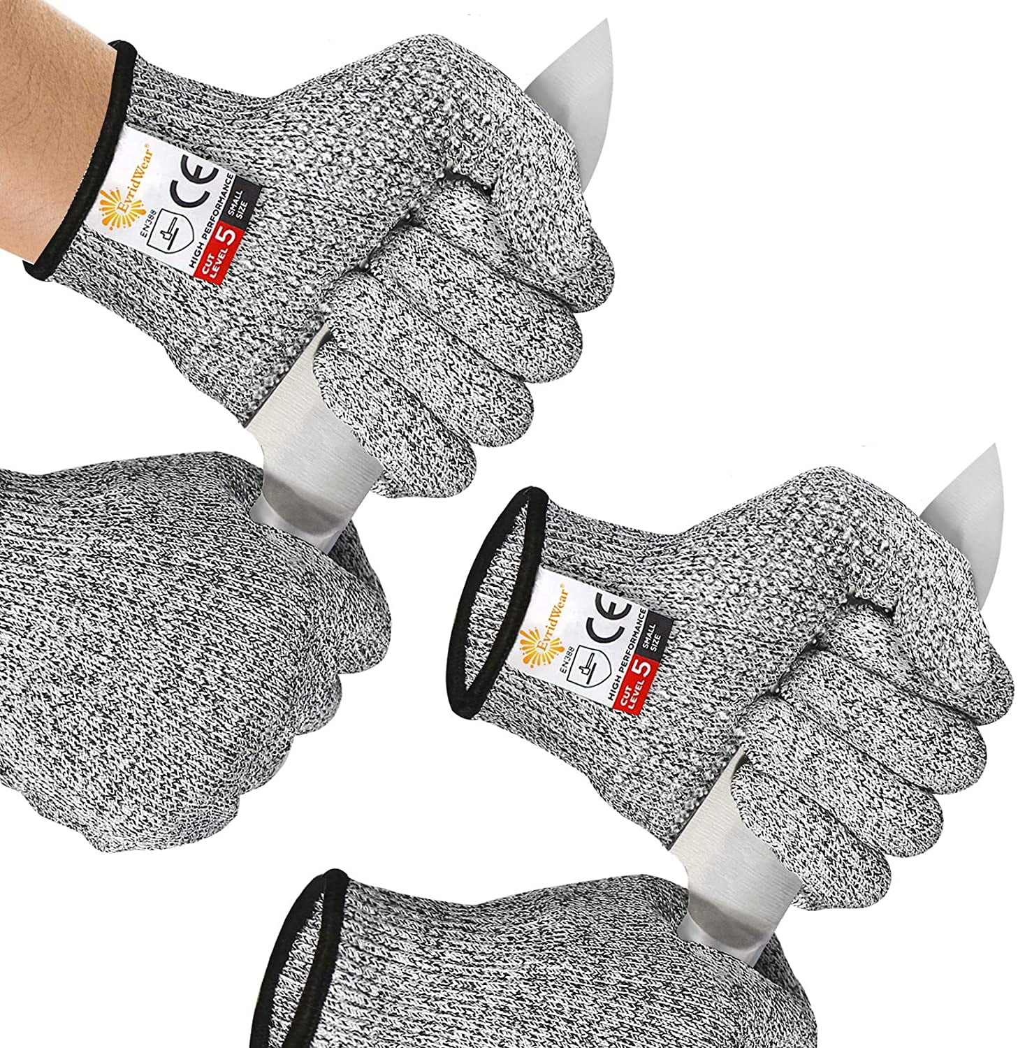 3 Pairs Cut Resistant Shell PU Coating Work Gloves,For Smart Phone-BGCRPU-BK-3