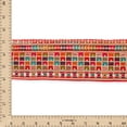thumbnail image 3 of Metallic Woven Fabric Trim 3" Square Floral Sequined Hemmed Embroidered Sewing Upholstery Polyester - Red (9 Meters, 10 Packs), 3 of 3