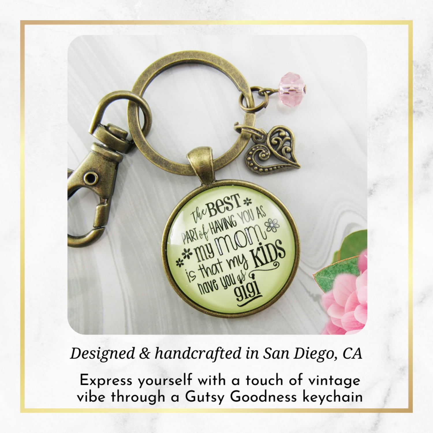Gigi Keychain Gutsy Goodness Bronze Metal Best Part Mom Kids Have Grandma Adult Female Jewelry Gift from Daughter