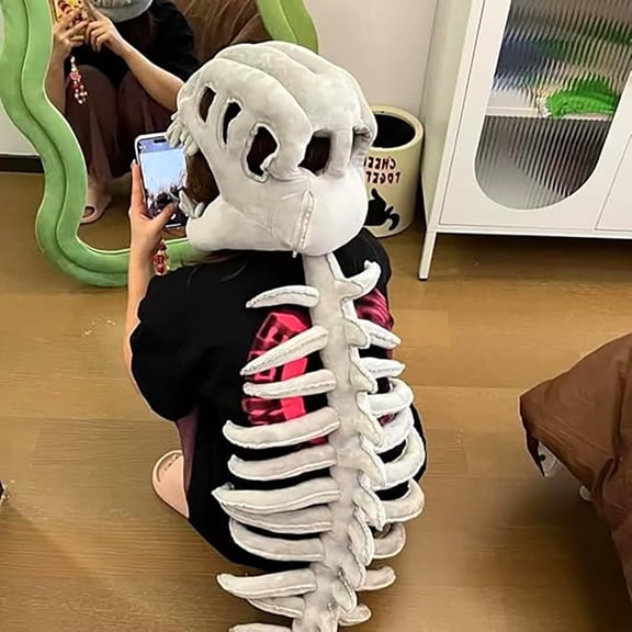 Spinosaurus Plush Dino Outfit, 29inch Outfit Fun Dinosaur Skeleton Plush Costume with Spine Extension for Parties