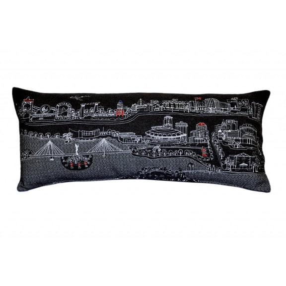 35" Black Wichita Nighttime Skyline Lumbar Decorative Pillow