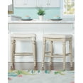 thumbnail image 2 of Linon Martha 25" Backless Counter Stool, Whitewash Finish with Natural Linen Fabric, 2 of 6