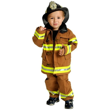 Kids Jr. Fire Fighter Suit Costume with helmet, size 8/10 (tan)