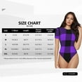 thumbnail image 3 of Goofa Purple Buffalo Plaid Printed Women Rash Guard Short Sleeve,Tummy control Swimsuit Surfing Swimsuit Bathing Suit One Piece Swimsuit UPF 50-Large, 3 of 9