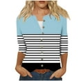 thumbnail image 2 of Fashion 3/4 Sleeve Summer Tops for Womens 2024 Plus Size Printed Loose T-shirt Blouse Round Neck Buttons Tops Gifts for Womens, 2 of 6