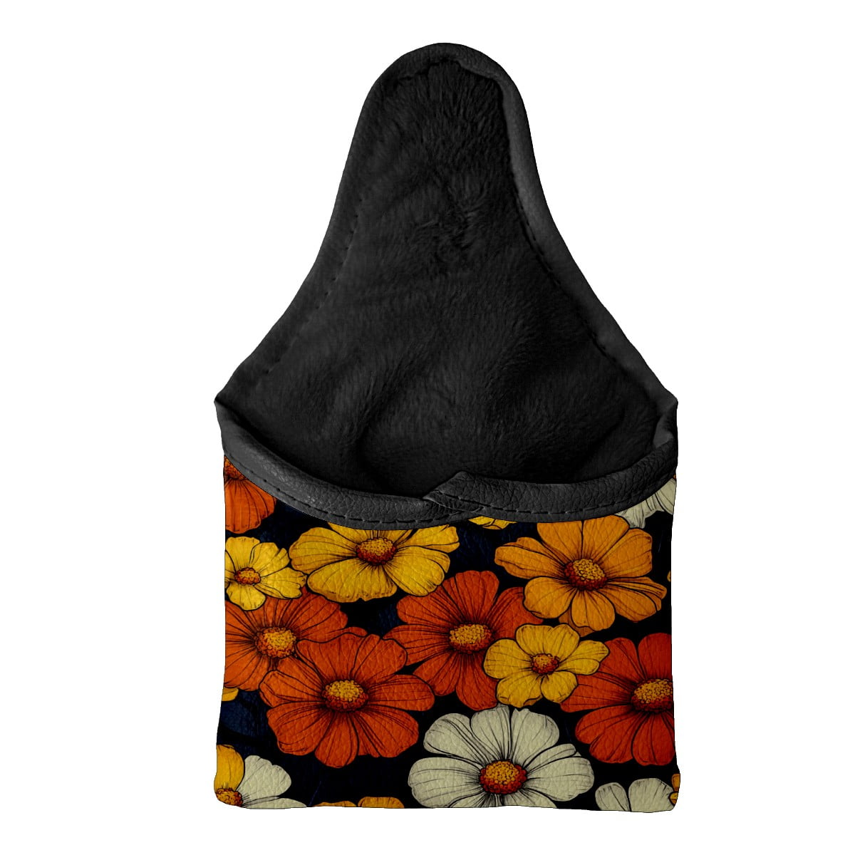 Golf Mallet Putter Cover Premium Leather Waterproof Golf Putter Head Cover with Magnetic Closure Orange Yellow Flowers