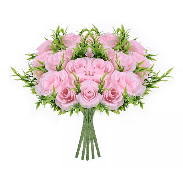 Flores Rosas Artificiales Rama Decorativa 35 Flores ROSA CLARO