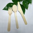thumbnail image 1 of Juego de 100 tenedores y cucharas de madera, cubiertos desechables de madera para cenas y barbacoas (30 cucharas, 40 tenedores y 30 cortadores)., 1 of 6