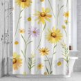 thumbnail image 2 of Yellow Daisy Flowers Leaf Shower Curtain for Bathroom, Simple Style Watercolor Nature Waterproof Cloth Fabric Bathroom Accessories Set with 12 Rust Proof Plastic Hooks, 72"x96", 2 of 9