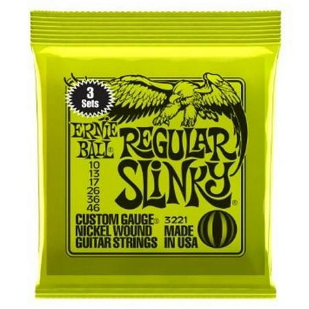 - Ernie Ball 3221 Regular Slinky Nickel Wound Electric Guitar String Sets, 3 Pack, 10-46