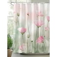 thumbnail image 2 of Fsddascl Pink Spring Floral Shower Curtain Set - Long 72" x 84" Washable Bathtub Curtain with 12 Hooks, Green Botanical Summer Watercolor Waterproof Fabric Stall Shower Curtains for Bathroom/Bathtub, 2 of 6