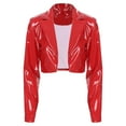 thumbnail image 5 of Alvivi Faux Leather Jacket For Women Open Front Moto Biker Coat Short PU Motorcycle Outwear Red M, 5 of 7