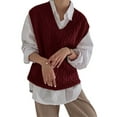 thumbnail image 2 of Sherrylily Women V Neck Sweater Vest Oversized Loose Knit Cable Sleeveless Sweater, 2 of 6