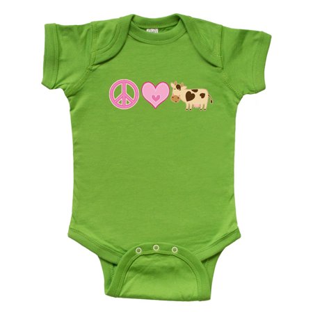 

Inktastic Peace Love Cows Gift Baby Boy or Baby Girl Bodysuit