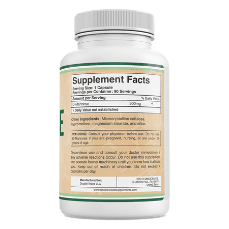 D-Mannose Supplement, Supports Urinary Tract Health for Women, 500 mg Per Serving, Double Wood Supplements