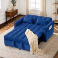 thumbnail image 6 of Lunale 55" Convertible Loveseat Sleeper, Tufted Pull Out Sofa Bed for Living Room, Blue Velvet, 6 of 8