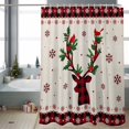 thumbnail image 2 of Christmas Deer Bathroom Shower Curtain Snowflake Cardinal Berry Leaf Plaid Linen Waterproof Washable Shower Curtains for Bathtub Bath Decor with Grommets and Hook 72 X 72 Inch, 2 of 8
