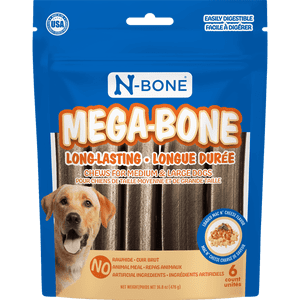 N-Bone Mega-Bone Dog Chews, Mac N' Cheese Flavor, 6 Count