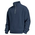 thumbnail image 6 of Zedker Fashion Honeycomb Knitted Casual Long Sleeve Quarter Zipper Shirts for Men Comfy Stand Collar Loose Breathable Tops,Dark Blue,XL, 6 of 6