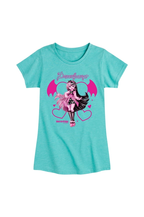 - Draculara Heart Bat Wings - Girls Fitted Short Sleeve Tee