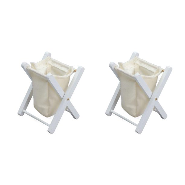 Tholdsy Cesta de ropa plegable a escala 1/12, juego de rol interactivo de madera, almacenamiento de ropa sucia infantil, Mini armario de Color Blanco 2piezas Tholdsy CBP216826