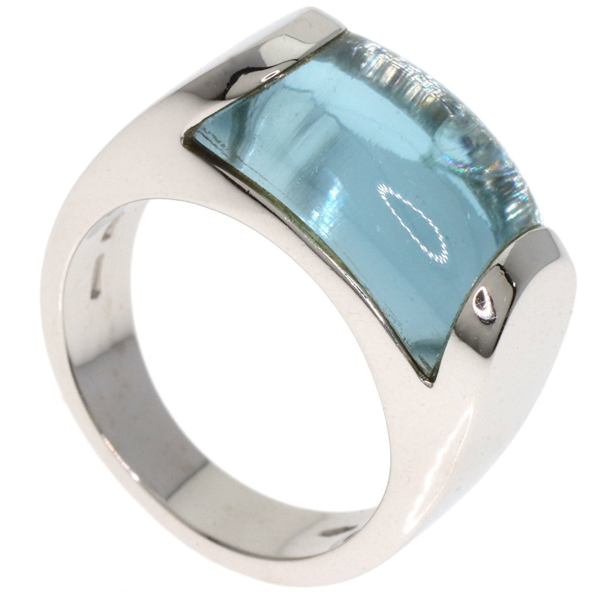 Pre-Owned BVLGARI Tronchetto Blue Topaz Ring in 18K White Gold for Women (Good)
