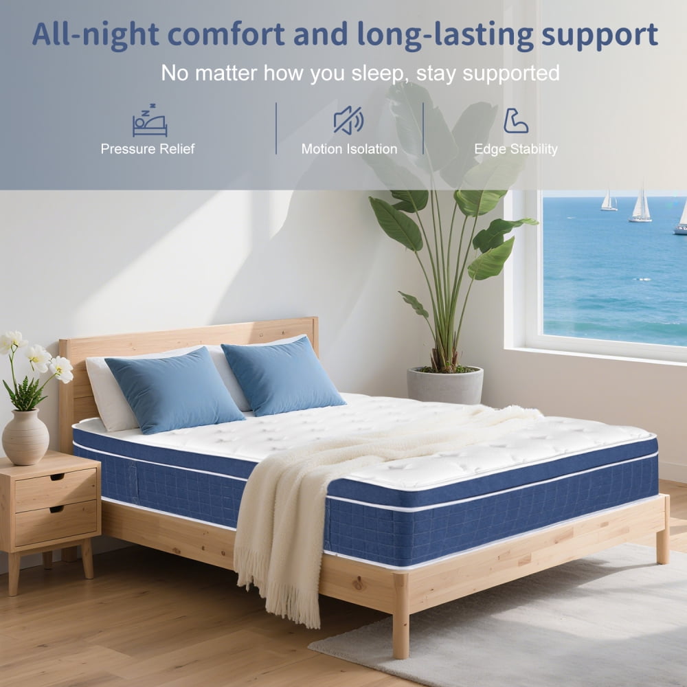 UBesGoo King Mattress14 Inch Memory Foam Hybrid Mattress, with Pocketed Springs Medium Firm Support, Motion Isolation Edge Support