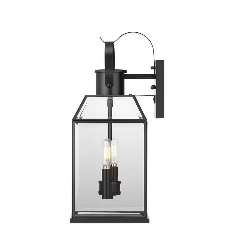 Canton Heights 2-Light 18 in. Matte Black Outdoor Wall Lantern with Clear Beveled Glass Canton Heights 2-Light 18 in. Matte Black Outdoor Wall Lantern with Clear Beveled Glass