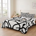 thumbnail image 2 of Quilts Twin XL Size Bedding Set, Abstract Black Lightweight Quilted Comforter, Bold Lines Modern Vines Swirls Graphic Soft Reversible Bedspread Coverlet with Pillow Covers for All Season, 68" x 98", 2 of 9