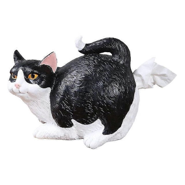 Dispensador de pañuelos con forma de trasero de gato - Funda cuadrada para caja de pañuelos con diseño de gato atigrado naranja - Lindos accesorios de baño - Dispensador de pañuelos de resina A