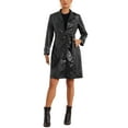 thumbnail image 2 of INSPIRE CHIC Faux Leather Coats for Women's Notched Collar Button Down Winter Long Coat, 2 of 4
