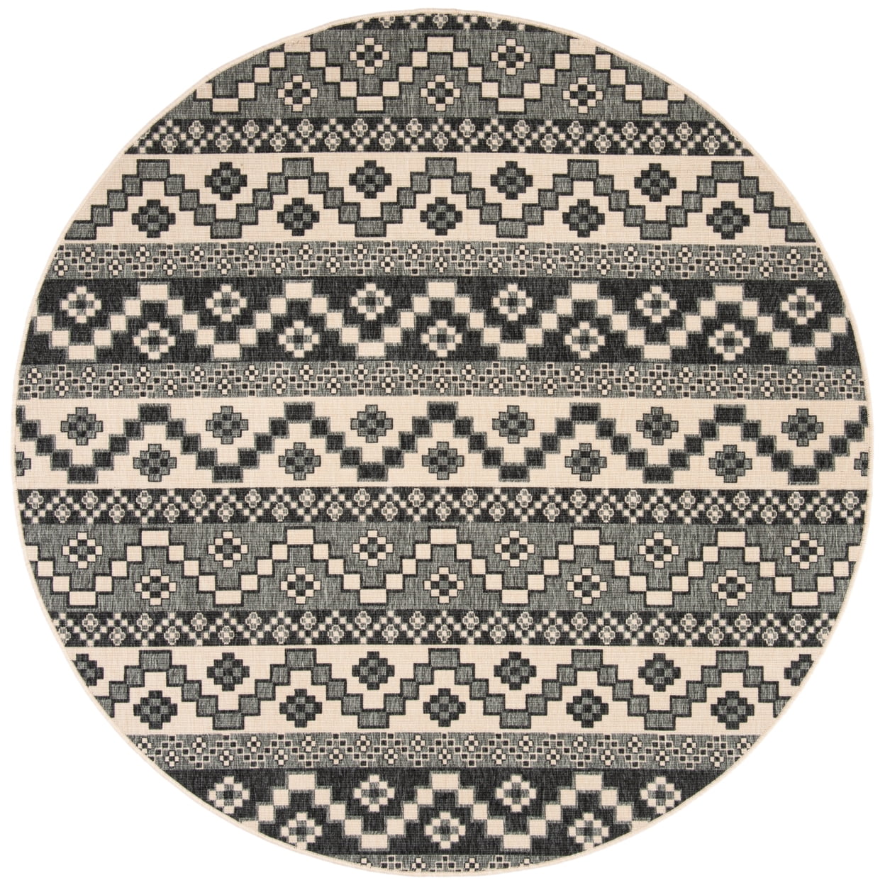 SAFAVIEH Veranda Luwig Southwestern Indoor/Outdoor Area Rug, 4' x 5'7", Grey/Beige