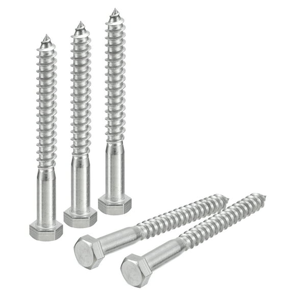Unique Bargains Hex Head Lag Screws Bolts, 3/8" x 4" 304 Stainless Steel Partial Thread Wood Screws, 30 Pack