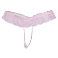 thumbnail image 4 of Braguitas de encaje transparente con perlas y espalda en T para mujer Rosado, 4 of 8