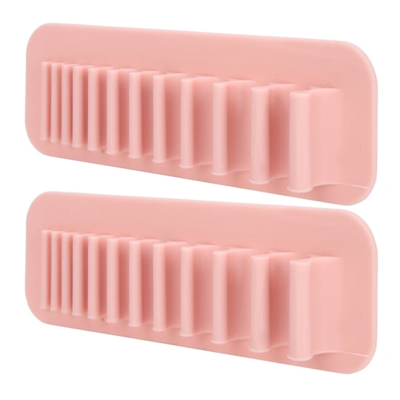 Suodoka 2pcs Silicone Cosmetic Brush Drying Rack, Wall-Mounted Organizer for Toothbrush and Makeup Brushes, Reusable Bathroom Storage, Nude Pink Color, 7.9 inches / 20 cm Length