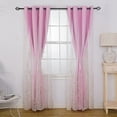thumbnail image 2 of GYROHOME Double Layer Curtains with Embroiered Sheer Voile Room Darkening Grommet Top for Girls,2Panels,52x84inch,Pink, 2 of 5