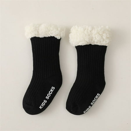 

Fashion Boy Girls Non Slip Newborn Baby Bed Sock Cotton Stocking Thicken Floor Socks Winter Warm BLACK M