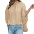 thumbnail image 3 of Womens Stand Neck Loose Sleeve Short Sleeve Summer Top Loose High And Low Hem Casual Large Shirt Top Long Sleeve Shirts for Women Sun Shirt Women, 3 of 7