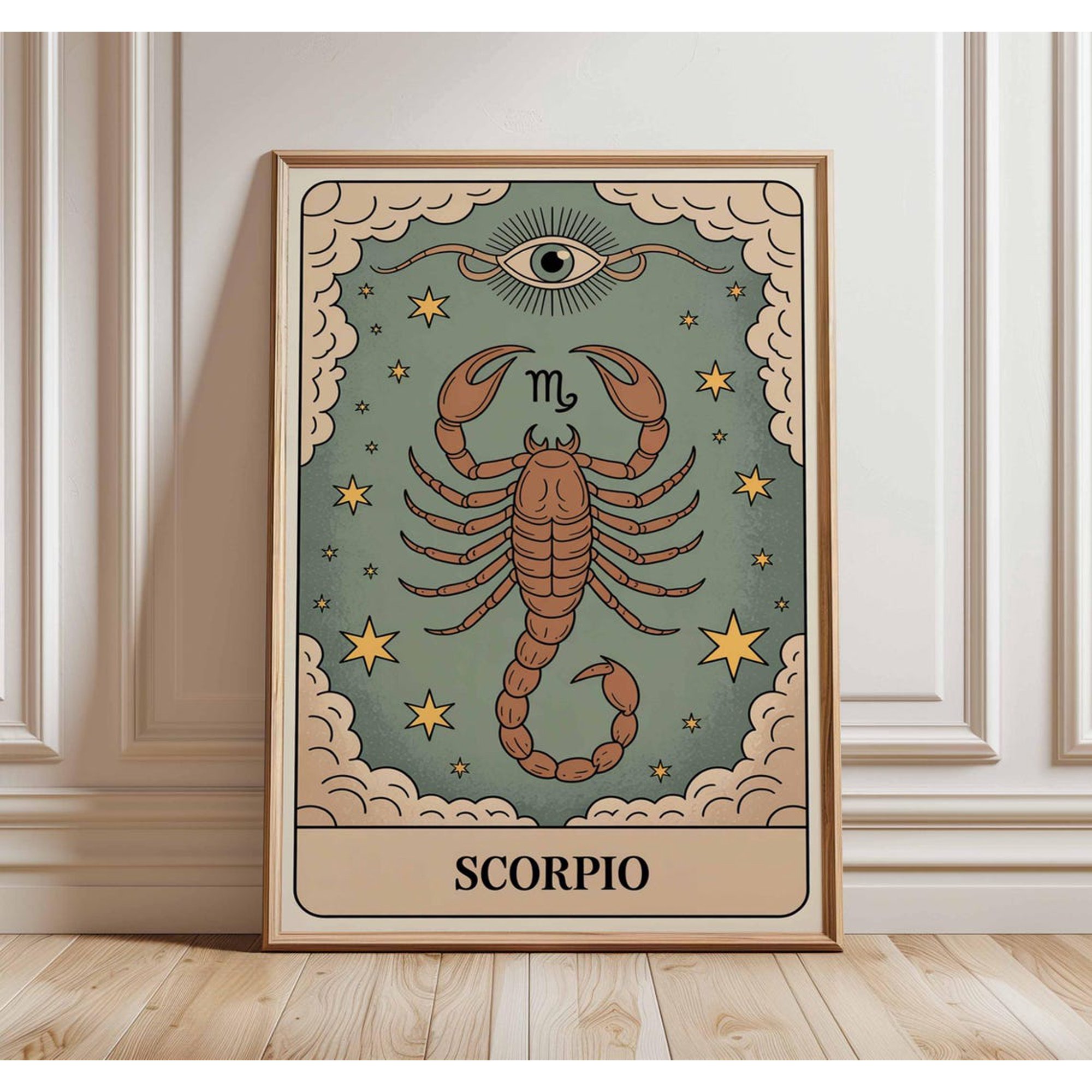 Scorpio Zodiac Sign Poster, Mystical Astrology Wall Art