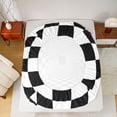 thumbnail image 5 of Homewish Classic Geometric Plaid Bed Sheets,Modern Aesthetic Art King Sheets,White Black Checkered Sheet Set For Boys Kids,Super Cozy Room Decor,4pcs, 5 of 7