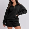 thumbnail image 6 of Dyegold Women Sweatsuits Sets Quarter Zip Pullover Tops With Wide Leg Shorts Lounge Sets For Women 2 Piece Cute Short Sets, 6 of 8
