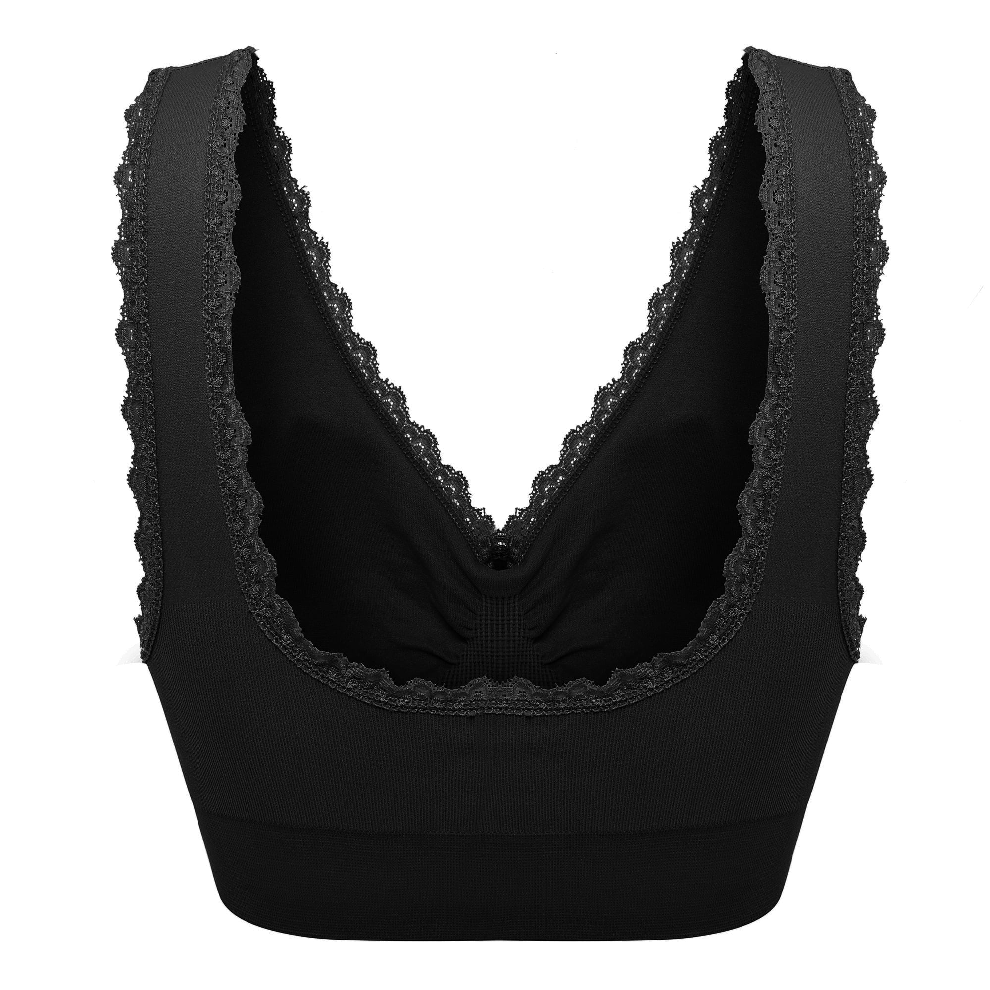 Lace Bralette for Women Lace Bralette Padded Lace Bandeau Bra with Straps  for Women Girls Glasses Pouch Black at  Women's Clothing store