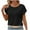 Black, variant on Tops for Women under $5 Short-sleeved Round Neck Lace-trimmed Casual Shirt Black