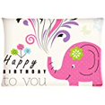 thumbnail image 1 of BOSDECO Happy Birthday To You Elephant Pillow Case 20x30 inches Two Sides Print, 1 of 1
